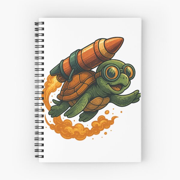 Item preview, Flying Turtle with Rocket & Goggles – Cartoon Illustration designed and sold by 9toNein.