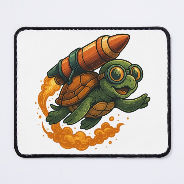 Item preview, Flying Turtle with Rocket & Goggles – Cartoon Illustration designed and sold by 9toNein.