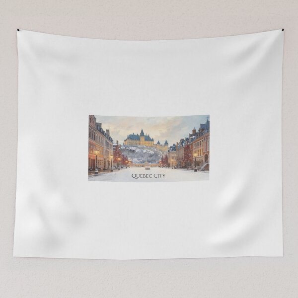 Item preview, Quebec City in winter, snowy castle at sunset designed and sold by StormArte.