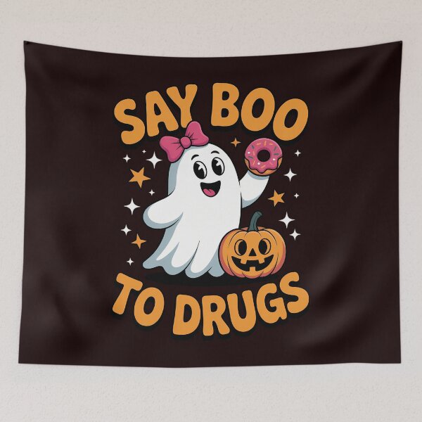 Artikelvorschau, Sag Buh, drogenfrei, Geist, Halloween, Red Ribbon Week, Bewusstsein entworfen und verkauft von BiellaSar.
