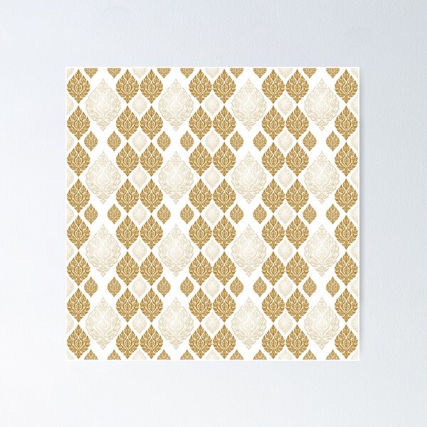 Item preview, White and gold background ikat. designed and sold by Dechaphopearsri.