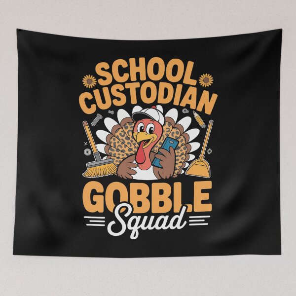 Item preview, School Custodian Gobble Squad Happy Thanksgiving designed and sold by BiellaSar.