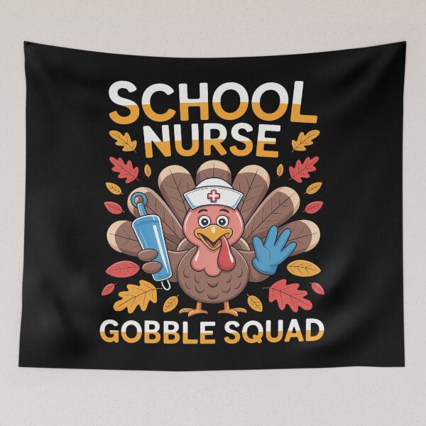 Item preview, School Nurse Gobble Squad Turkey Face Mask Thanksgiving designed and sold by BiellaSar.