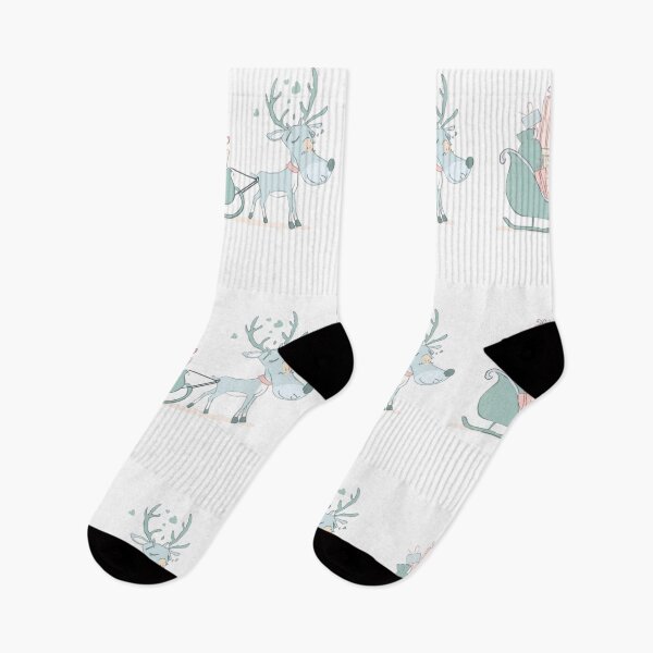 Item preview, Tired Reindeer with Gifts – Soft Pastel Winter Illustration designed and sold by jelonkaa.