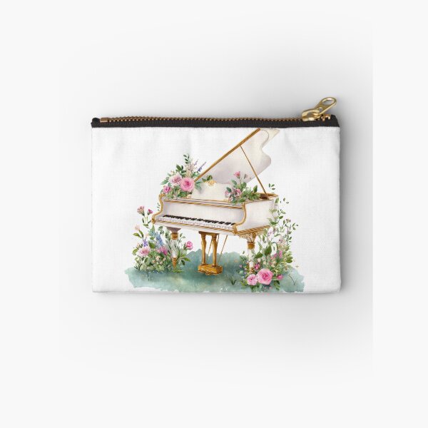 Item preview, Delicate White Floral Piano – Pastel Watercolor Music Art designed and sold by EmeraldMusic.