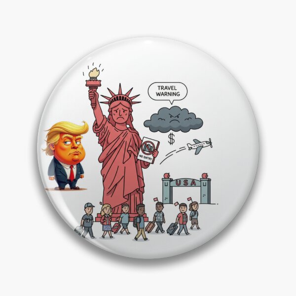 Item preview, Statue of Liberty in Crisis: 'Travel Warning' and Trump - Political Humor on Immigration designed and sold by DibuHumor.