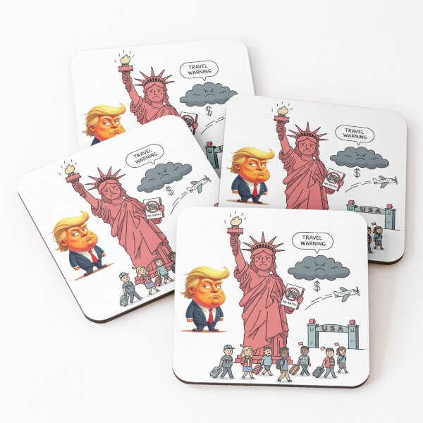 Item preview, Statue of Liberty in Crisis: 'Travel Warning' and Trump - Political Humor on Immigration designed and sold by DibuHumor.