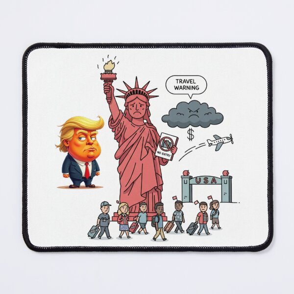 Item preview, Statue of Liberty in Crisis: 'Travel Warning' and Trump - Political Humor on Immigration designed and sold by DibuHumor.