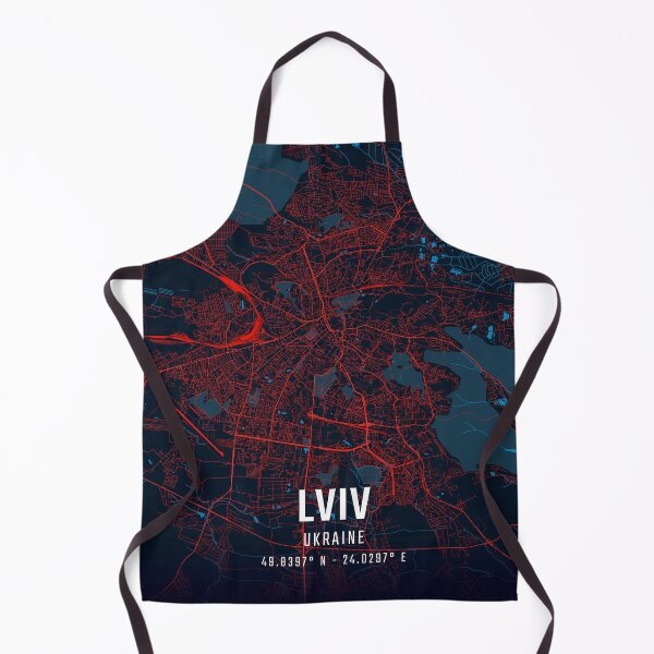 Item preview, Lviv Red & Blue Minimalist Map designed and sold by HomeLivingCo.