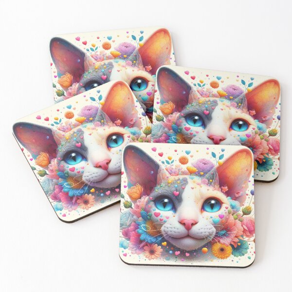Item preview, Devon Rex Cat in Pastel Garden designed and sold by Cuddle critters.
