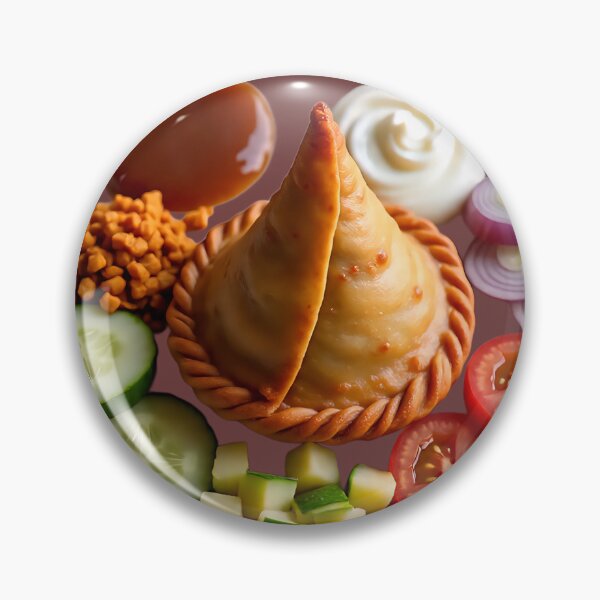 Item preview, Samosa Chaat Fiesta – Spicy Stuffed Pastry with Tamarind, Curd & Street Food Vibes designed and sold by AwesomeDigiShop.