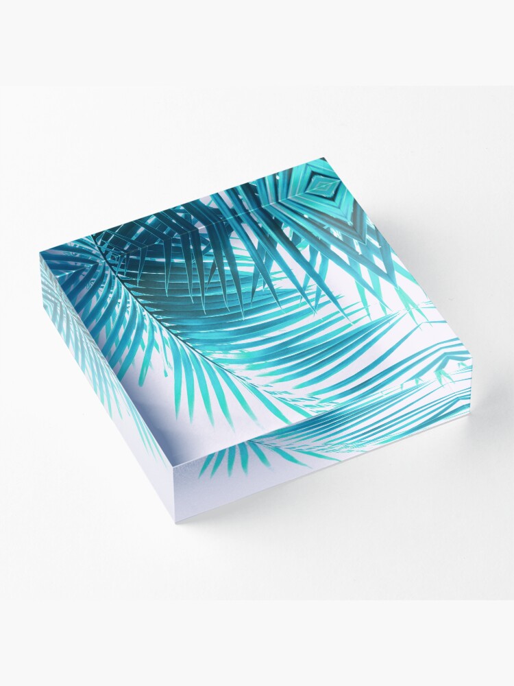 Alternate view of Palm Leaves Turquoise Summer Vibes #1 #tropical #decor #art Acrylic Block