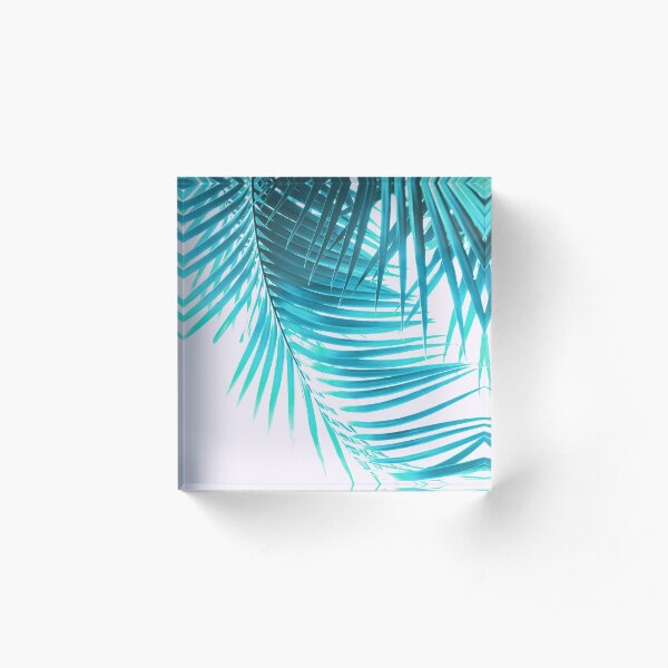 Palm Leaves Turquoise Summer Vibes #1 #tropical #decor #art Acrylic Block