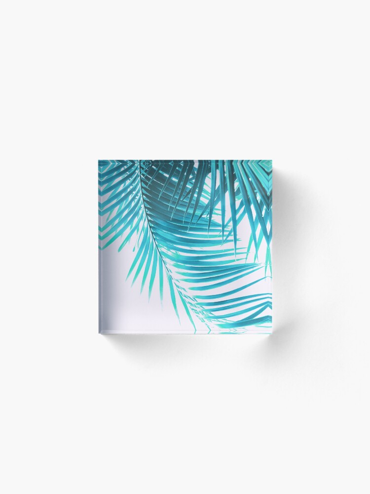 Alternate view of Palm Leaves Turquoise Summer Vibes #1 #tropical #decor #art Acrylic Block