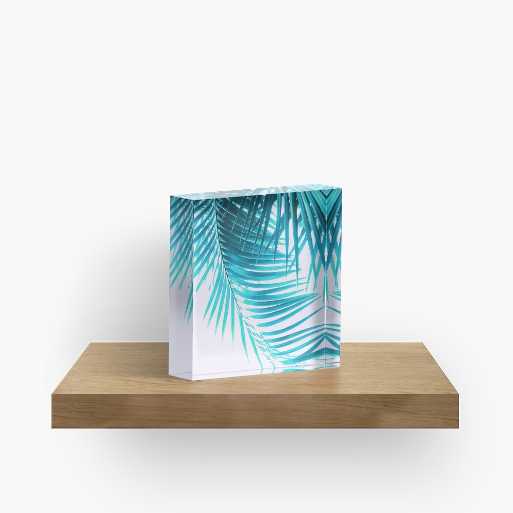 Palm Leaves Turquoise Summer Vibes #1 #tropical #decor #art Acrylic Block