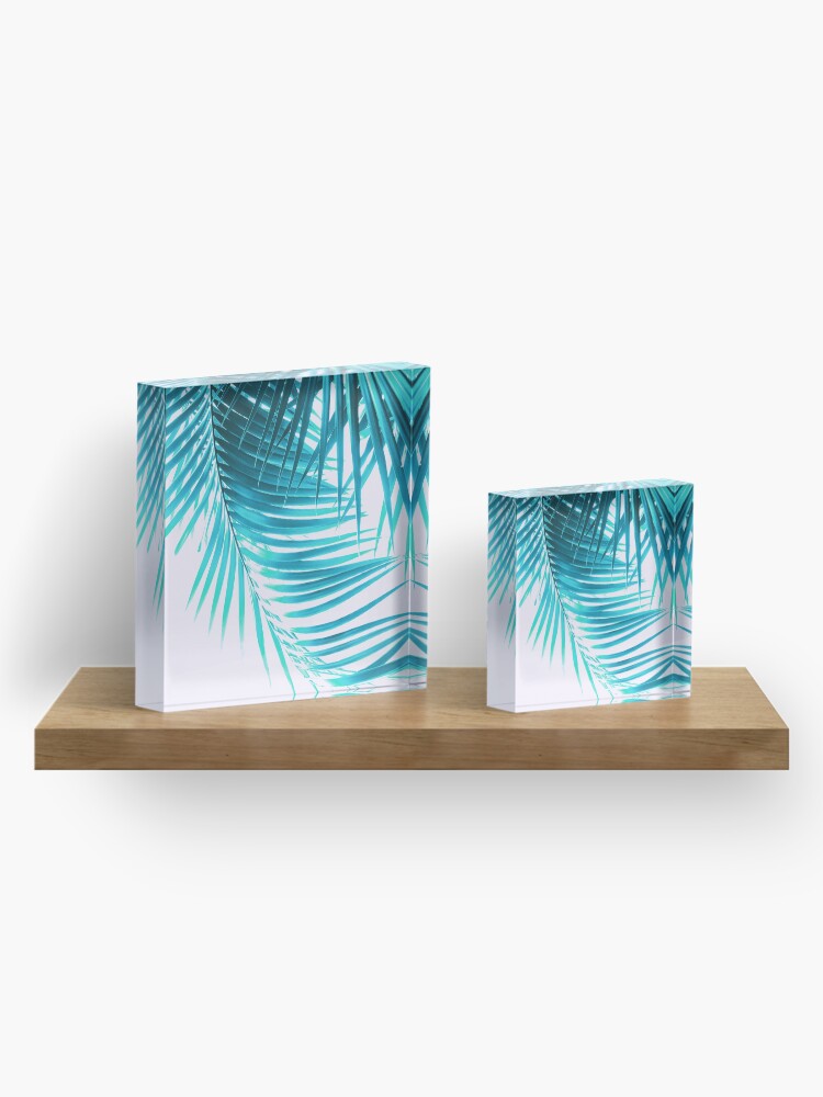 Alternate view of Palm Leaves Turquoise Summer Vibes #1 #tropical #decor #art Acrylic Block