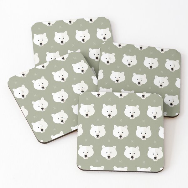 Item preview, Polar bear heads on green designed and sold by reneesillus.