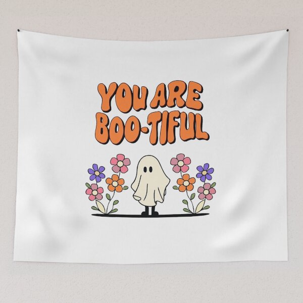 Item preview, You Are Boo-tiful – Cute Ghost with Flowers Cartoon designed and sold by RuweisVibes.