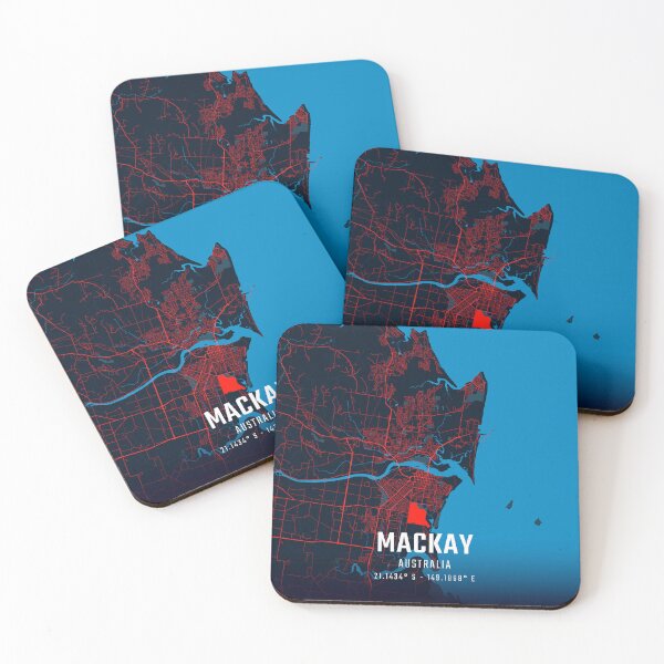 Item preview, Mackay Red & Blue Minimalist Map designed and sold by HomeLivingCo.