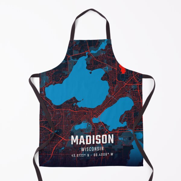 Item preview, Madison Red & Blue Minimalist Map designed and sold by HomeLivingCo.
