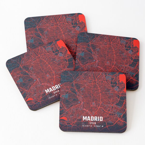 Item preview, Madrid Red & Blue Minimalist Map designed and sold by HomeLivingCo.