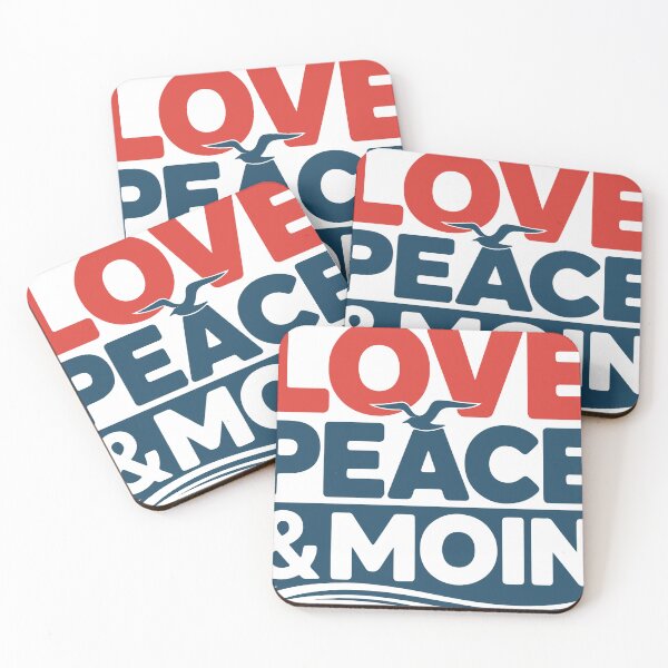 Item preview, LOVE PEACE & MOIN German Coastal Greeting Design designed and sold by Style-InkPulse.