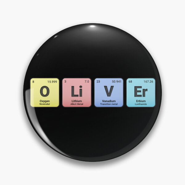 Artikelvorschau, Oliver, individueller Name aus Elementen des Periodensystems, personalisiertes Chemie-Design, wissenschaftliches Geschenk für Nerds und Studenten entworfen und verkauft von chipmuckdesignn.