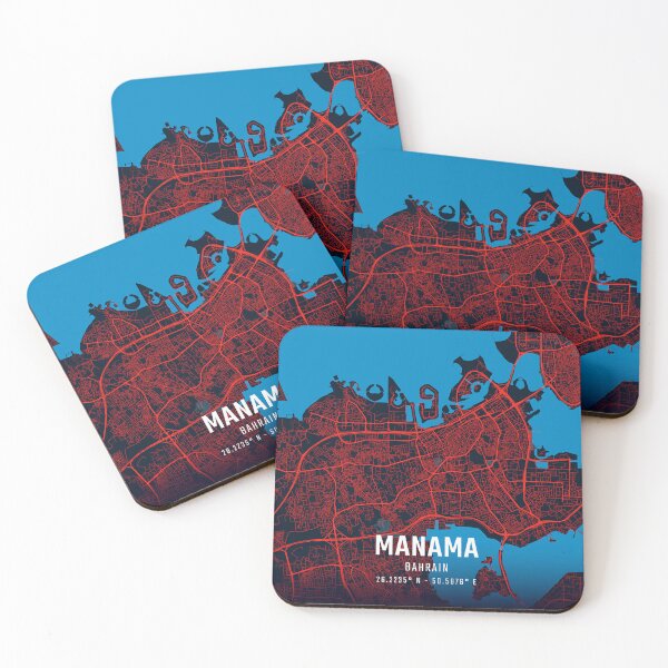 Item preview, Manama Red & Blue Minimalist Map designed and sold by HomeLivingCo.
