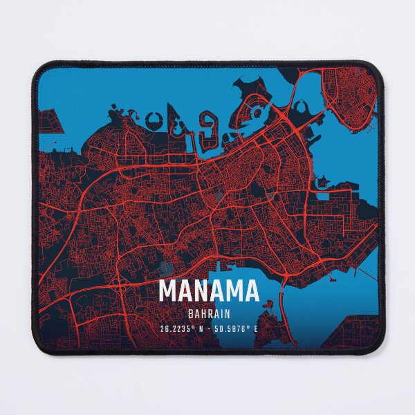 Item preview, Manama Red & Blue Minimalist Map designed and sold by HomeLivingCo.
