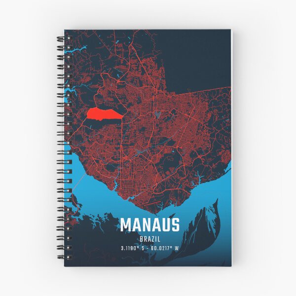 Item preview, Manaus Red & Blue Minimalist Map designed and sold by HomeLivingCo.