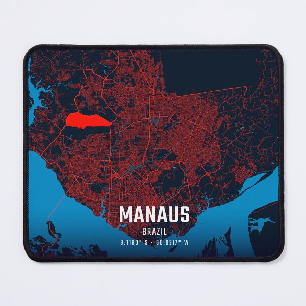 Item preview, Manaus Red & Blue Minimalist Map designed and sold by HomeLivingCo.