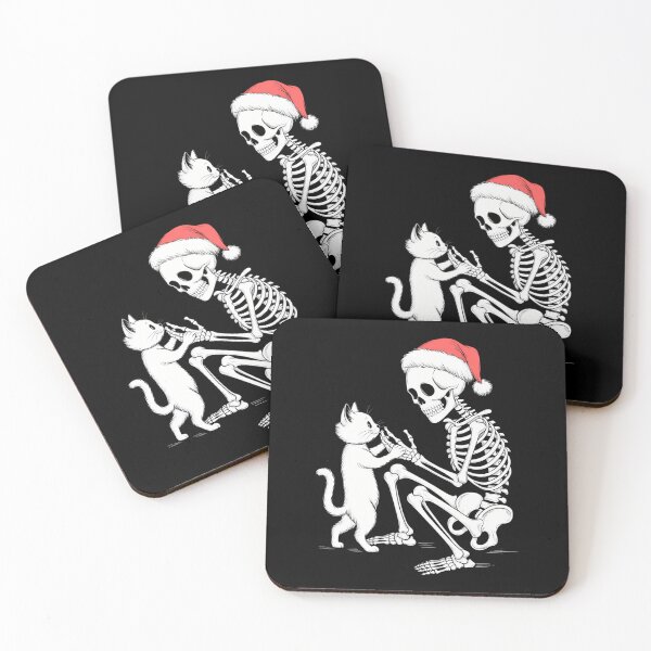 Item preview, Skeleton Holding Cat Christmas Pajama Santa Hat Xmas Holiday designed and sold by August4Laughs25.