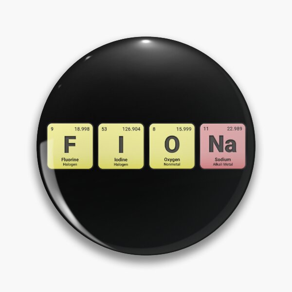 Artikelvorschau, Fiona, individueller Name aus Elementen des Periodensystems, personalisiertes Chemie-Design, wissenschaftliches Geschenk für Nerds und Studenten entworfen und verkauft von chipmuckdesignn.