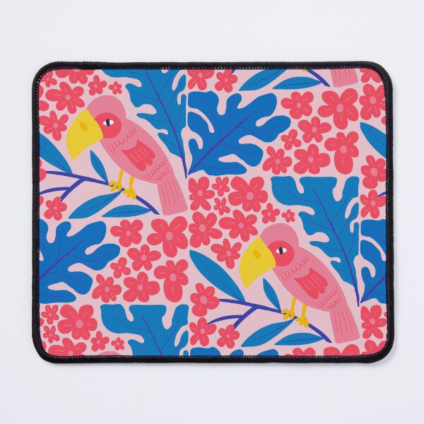 Item preview, Pink Parrot with Tropical Flowers and Leaves designed and sold by NicolaZhukov.