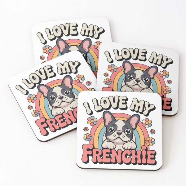 Item preview, I Love My French Bulldog – Cute French Bulldog with Rainbow & Flowe designed and sold by graphic-genie.