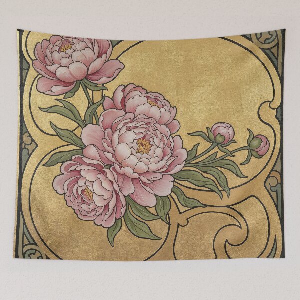 Item preview, Alphonse Mucha Pink Peonies designed and sold by maniacfitness.