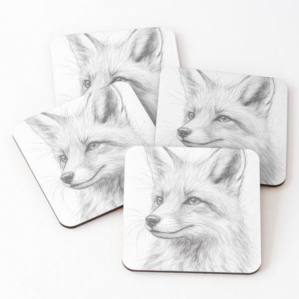 Item preview, Black and White Fox Pencil Sketch designed and sold by Leon Woods Pencil Art.