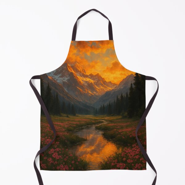 Artikelvorschau, Alpine Valley Wandkunst – Golden Hour Mountains & Wildblumen entworfen und verkauft von WittyUnknown.