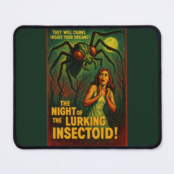 Item preview, THE NIGHT OF THE LURKING INSECTOID! Vintage B-Movie Horror Poster | Halloween Spider Creature Art designed and sold by Wild-way Art.