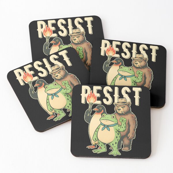 Item preview, Vintage Cartoon Resist Poster Bear Frog Penguin Activists designed and sold by damiforgye.