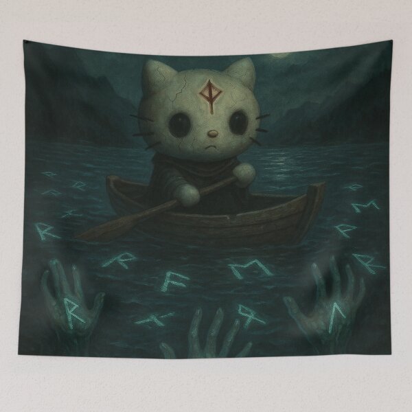 Item preview, Hello Kitten in mystical boat designed and sold by art-emissa.