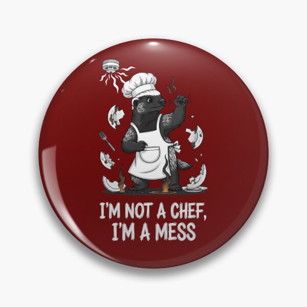 Item preview, “I’m Not a Chef, I’m a Mess” Culinary Badger Cartoon – Gift for Kitchen Disasters designed and sold by Luminari Creations.