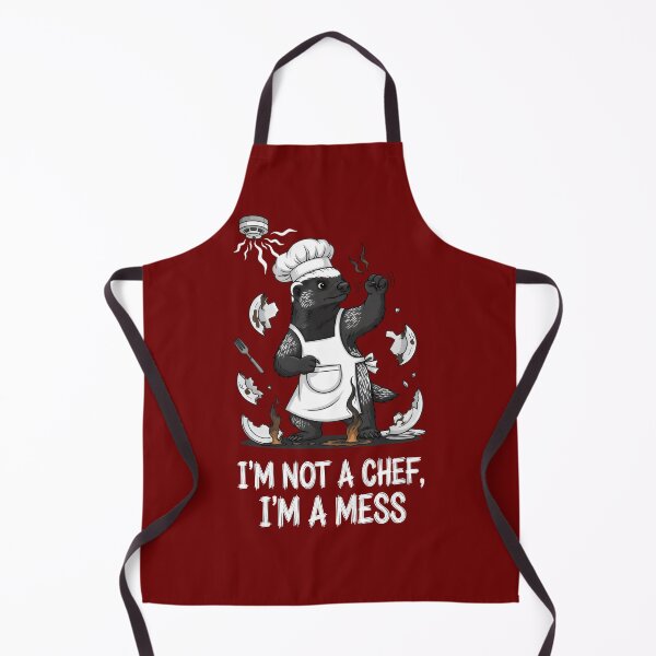 Item preview, “I’m Not a Chef, I’m a Mess” Culinary Badger Cartoon – Gift for Kitchen Disasters designed and sold by Luminari Creations.
