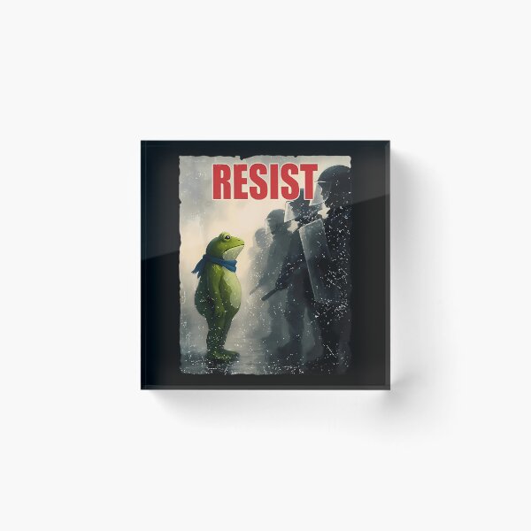 Item preview, Defiant Frog Resist Poster: Political Protest Satire Vintage Art designed and sold by damiforgye.