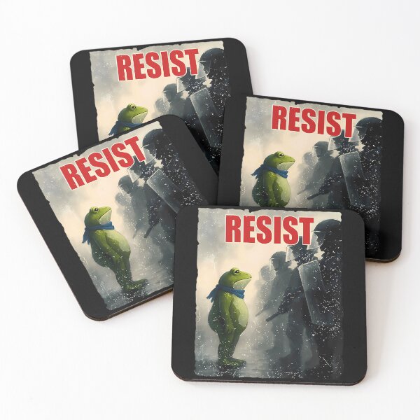 Item preview, Defiant Frog Resist Poster: Political Protest Satire Vintage Art designed and sold by damiforgye.