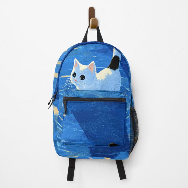 Item preview, White Cat with Black Swimming in Blue Water designed and sold by Cat-Wave-Dream.