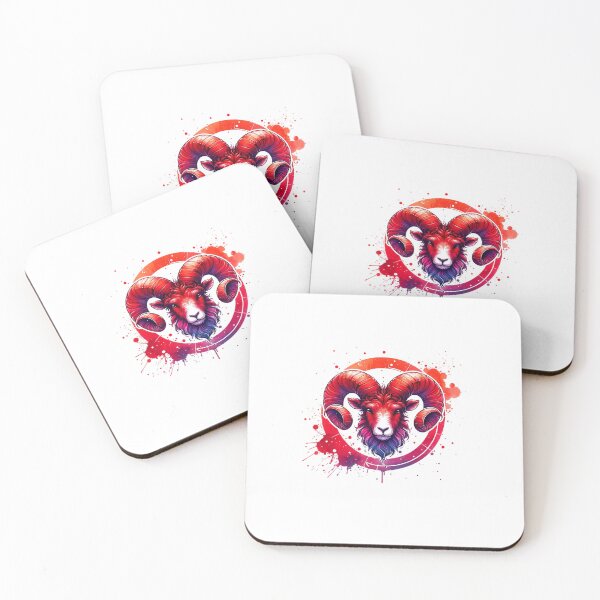 Item preview, Bold Red Aries Ram Head — Watercolor Zodiac Sign Art designed and sold by Colorful-Garden.