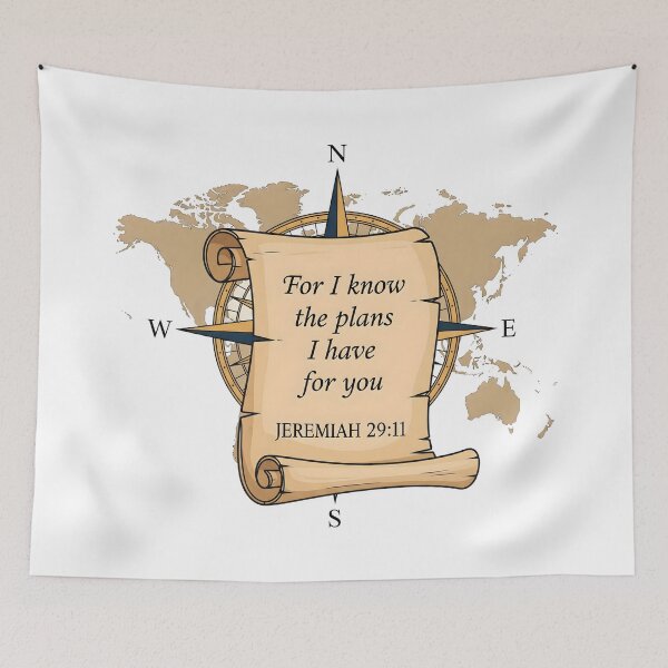 Item preview, Bible Verse Jeremiah 29:11 Compass Scroll Christian Map. designed and sold by loveandlightrb.