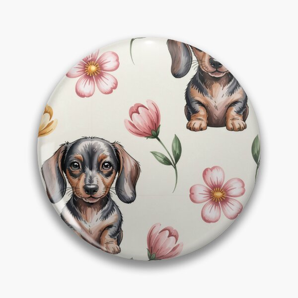 Item preview, Cute Dachshund and Floral Pattern designed and sold by jkrphoto.