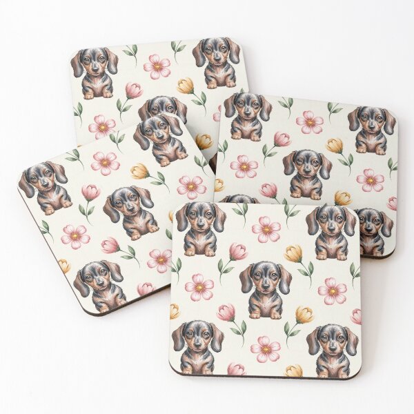 Item preview, Cute Dachshund and Floral Pattern designed and sold by jkrphoto.